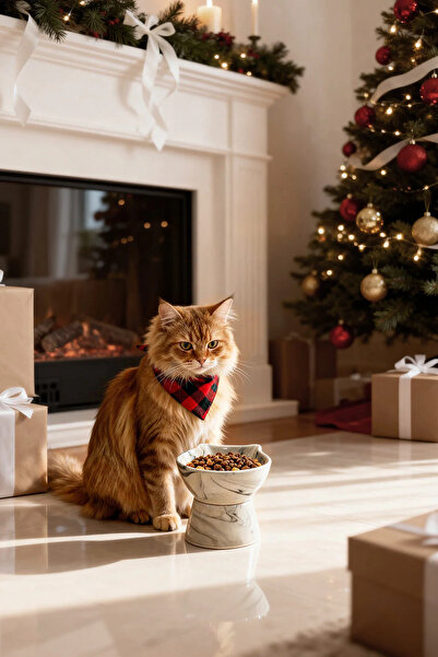 TRENDYOLMİLLA HOME Bol din ceramică pentru hrănire și apă cu pisică figuri pe...