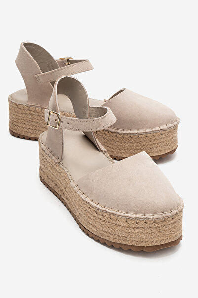 LuviShoes Sandale de damă VİBA din piele naturală din piele naturală bej