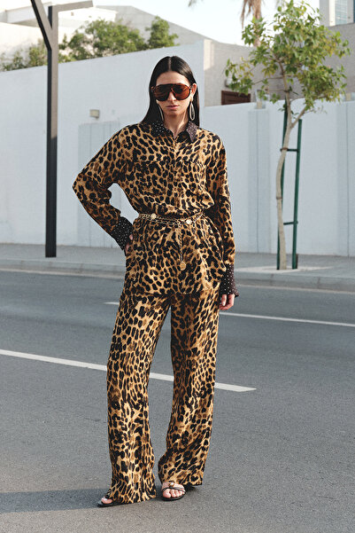 Trendyol Modest Black A-Line Jacquard Animal Woven Hijab Bottom - Top Set Tct...