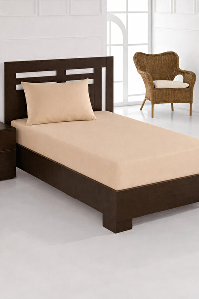 Çeyiz Diyarı Combed Cotton Single Size 120X200 cm Fitted Sheet Beige