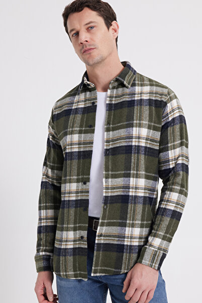 Tudors Men's Slim Fit slim fit checkered winter lumberjack shirt