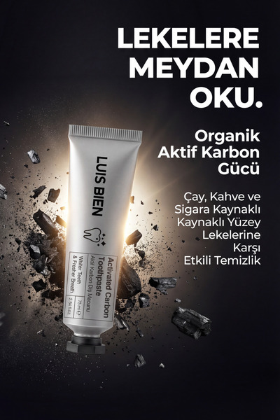 Luis Bien Organik Aktif Karbonlu Diş Beyazlatıcı Macun 75 ml – Çay/Kahve/Siga...