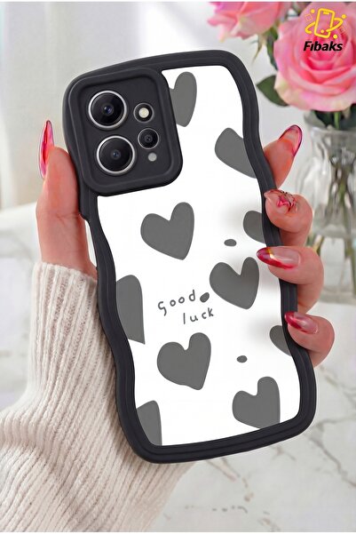 Fibaks Redmi Note 12 Kılıf Aynalı Kalp Desenli Yumuşak Kenarlı Kamera Korumal...