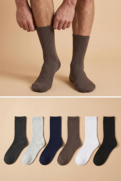 Trendyol Collection Set mit 6 bunten Unisex-College-Tennis-Medium-Socken aus ...