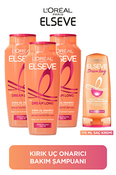 ELSEVE 3'lü 400ml Dream Long Onarıcı Bakım Şampuan + 175ml Saç Kremi Seti