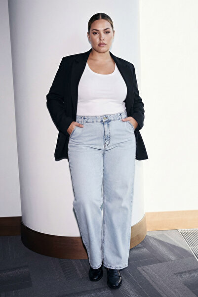 Trendyol Curve Limited Edition Blue High Waist Regular Length Comfort/Medium ...