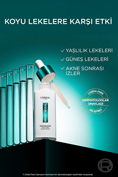 L'Oreal Paris Bright Reveal , Güneş, Yaşlanma Lekelerinde Etkili Koyu Leke Karşıtı Serum 10%Niasinamid 30ml