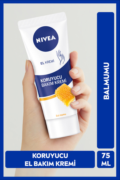 NIVEA Koruyucu El Bakım Kremi Bal Mumu 75ml, Nemlendirici, Yumuşak Cilt, Yağl...