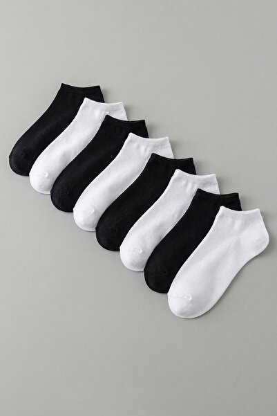 Trendyol Collection Черно-бели 8-брои плоски жакардови чорапи THMSS26CO00010
