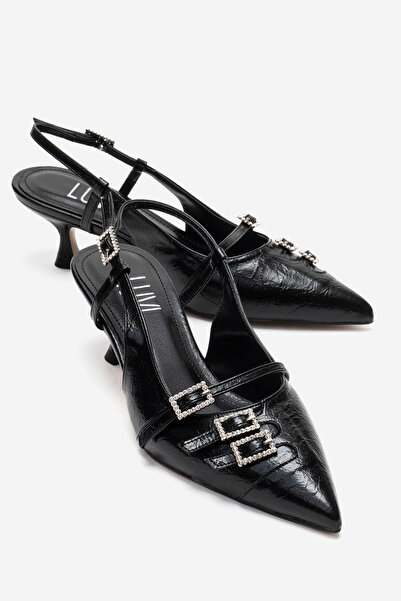 LuviShoes JOHN Black Stone Sa kopčom Ženske štikle