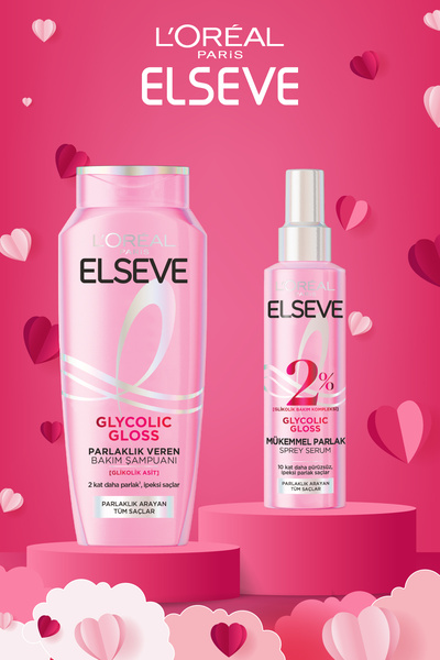 ELSEVE Glycolic Gloss Parlaklık Veren Saç Bakım Rutini Seti: Şampuan & Saç Ba...