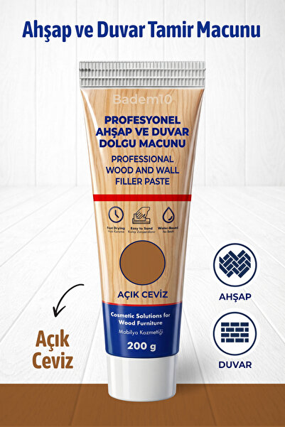 Badem10 Ahşap Parke Duvar Tamir Macunu Açık Ceviz Mobilya Dolgu Çatlak Gideri...