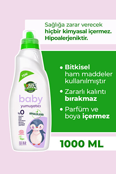 Just Green Organic Baby Çamaşır Yumuşatıcı - Bebekler Için %100 Doğal Ve Hass...