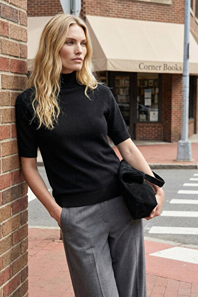 Trendyol Collection Černá základní pletená halenka - měkký knoflík, prémiová ...