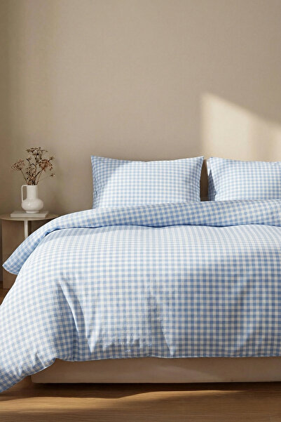 TRENDYOLMİLLA HOME Doppelbett-Bettbezug-Set mit Gingham-Muster und elastische...
