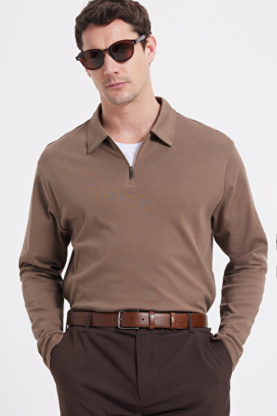 Tudors Men's Relax Fit Comfortable Cut 100% Cotton Half Zipper Polo Collar In...