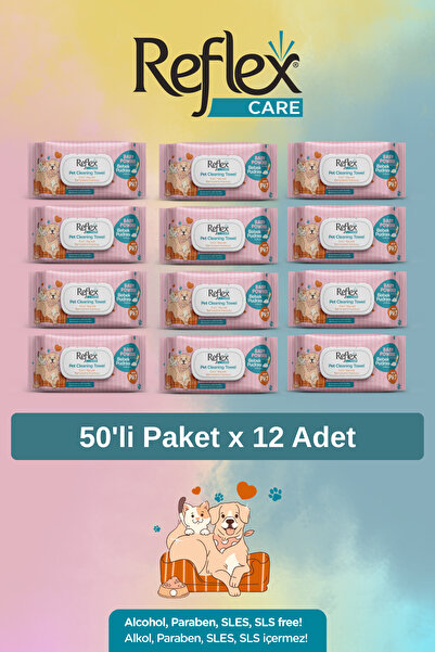Reflex Care Evcil Hayvanlar İçin Çok Amaçlı Hijyenik Temizleme Mendili 50'li ...