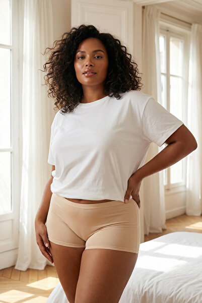 Trendyol Curve Braun-Hautfarbenes 2er-Pack Boxershorts TBBSS23CM00025 Schwarz