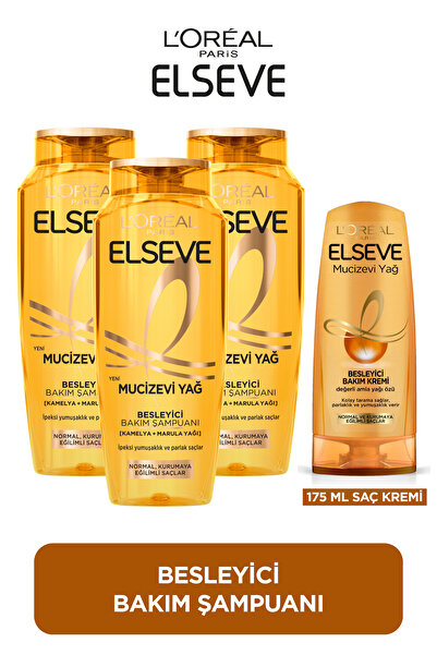 ELSEVE 3'lü 400ml Mucizevi Yağ Besleyici Bakım Şampuanı + 175ml Saç Kremi Seti