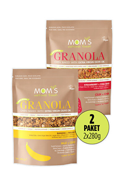 Mom's Natural Foods 2'Lİ GRANOLA - MUZ CEVİZ 280 G - ÇİLEK CHIA 280 G