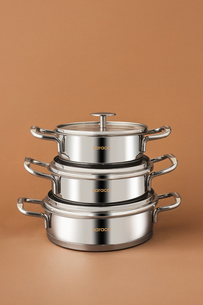 Karaca Vapor új indukciós alap 6 részes Sahan acél edénykészlet