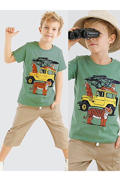 MSHB&G Boy's Safari Summer T-shirt and Gabardine Shorts Set