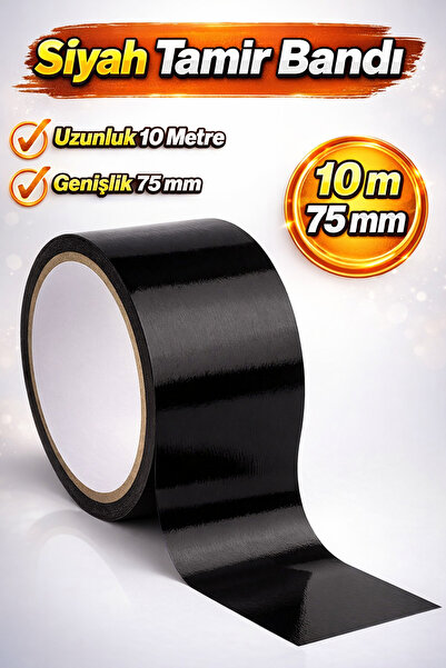 Badem10 Siyah Tamir Bandı 75 MM x 10 MT Çok Amaçlı Güçlü Yapışkan Suya Dayanı...