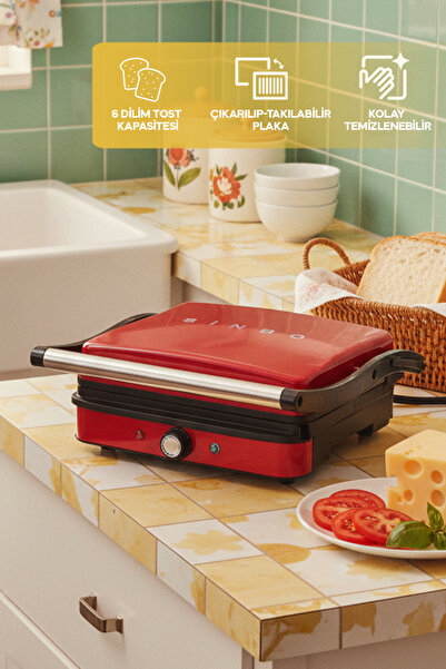 Sinbo محمصة خبز SSM-2571 – لوحة قابلة للإزالة وجسم قابل للفتح بزاوية 180 درجة