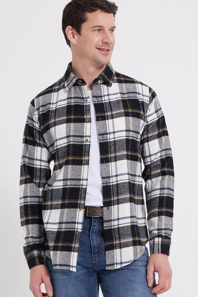 Tudors Men's Slim Fit slim fit checkered winter lumberjack shirt