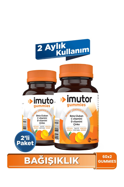 Imutor Gummies 60x2 Çiğnenebilir Form – Aile Boyu Kullanım - Beta Glukan, C, ...