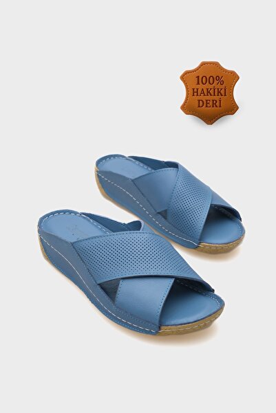 Capone Outfitters Nissa Cross Banded Leather Comfort Anatomical Women's Slippers