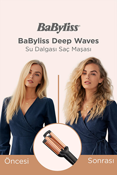 BABYLİSS Deep Waves 200 Derece 3 Isı Ayarlı Turmalin Seramik Kaplama Plaka Su Dalgası Wag Saç Maşası W2447E