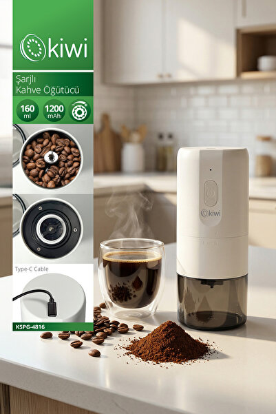 Kiwi Kspg-4816 Şarjlı Kahve ve Baharat Öğütücü Beyaz