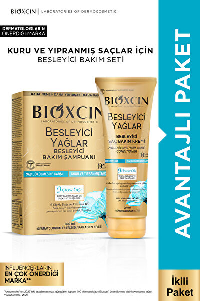 Bioxcin Besleyici Yağlar Onarıcı Şampuan 300 ml + Saç Bakım Kremi 250 ml Seti