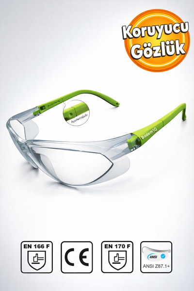 Badem10 İş Güvenlik Güvenliği Gözlüğü Kulak Ayarlı Koruyucu Laboratuvar Korum...