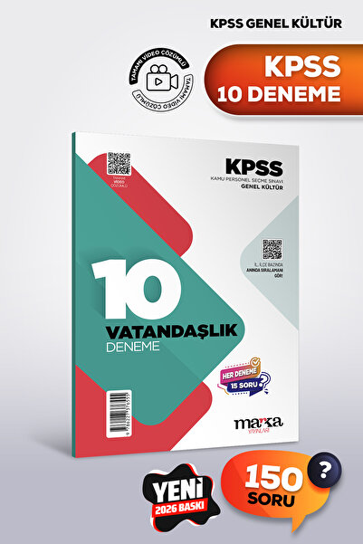 Marka Yayınları 2026 KKPSS Vatandaşlık 10 Deneme Sınavı | 150 Soru | Tamamı V...