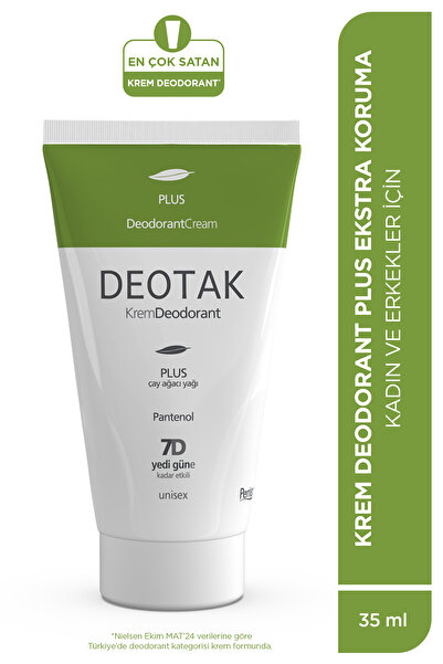 Deotak Plus Ekstra Koruma 7 Güne Kadar Etkili Krem Deodorant 35 ml