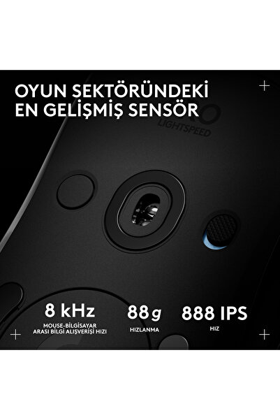 logitech G PRO 2 LIGHTSPEED HERO 2 32K DPI Sensör PC/Mac için Kablosuz Oyuncu Mouse, Siyah 910-007296