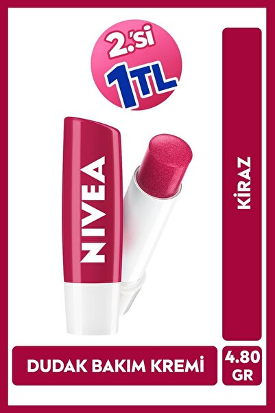 NIVEA Kiraz Dudak Bakım Kremi 4.8gr, Nemlendirici, Hafif Kırmızı Işıltı, Duda...