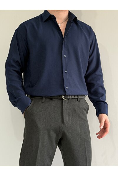 Trendyol Collection Navy Blue Regular Fit Modal Textured Transitional Men's S...