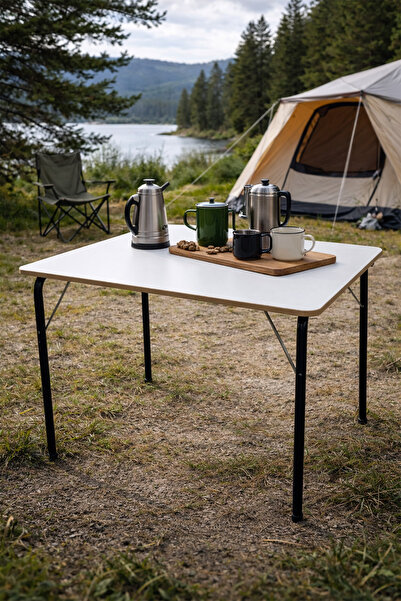 moniev Aden Kamp Masası Mdf Katlanır Bahçe Masası 50cm x 70cm