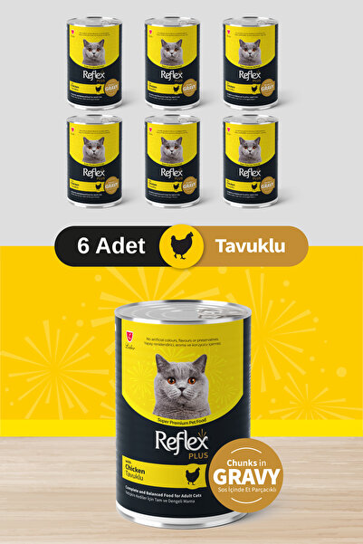 Reflex Plus Sos İçinde Et Parçacıklı Tavuklu Yetişkin Kedi Maması 400g x 6 Adet