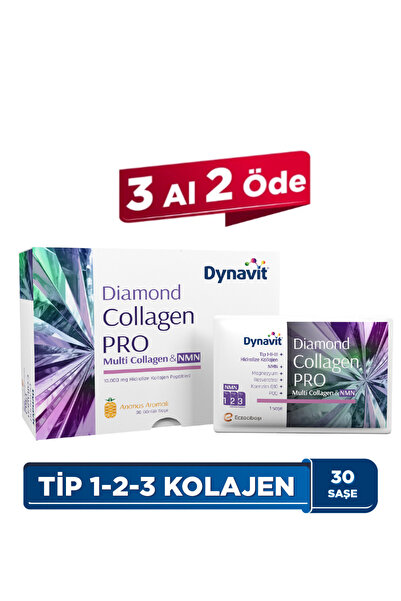 Dynavit Multi Collagen&NMN (NAD+ Öncüsü) 30 Saşe-Hidrolize Peptit Tip 1&3 Sığ...
