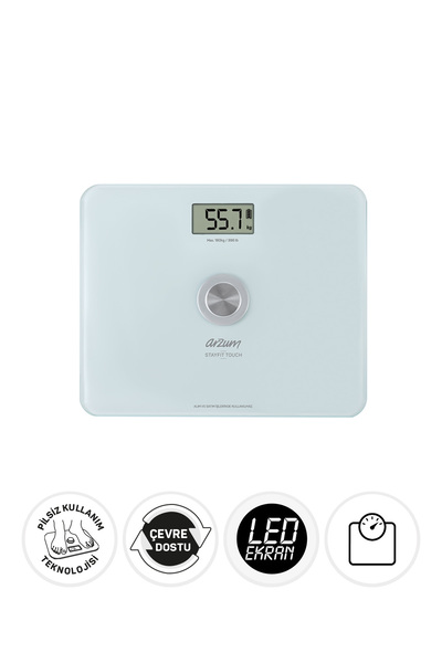 Arzum AR5126-0200 Stayfit Touch Cam Beyaz Baskül (Pilsiz Kullanım)