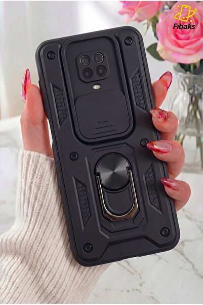 Fibaks Redmi Note 9 Pro/9S Kılıf Kılıf Kamera Korumalı Sürgülü Yüzüklü Armor ...