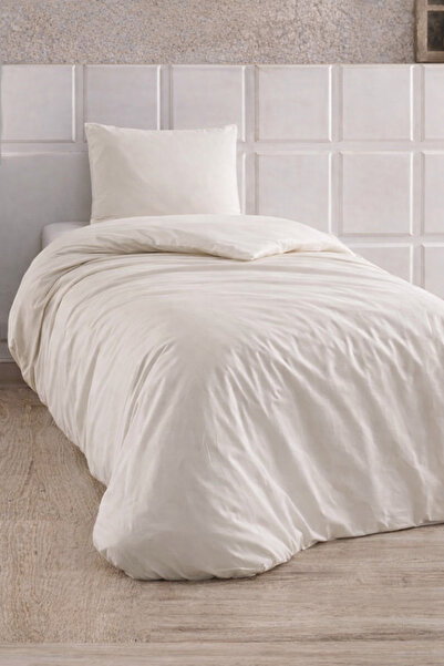 Çeyiz Diyarı طقم غطاء لحاف فردي من اللوز مع ملاءة مطاطية كريمية اللون