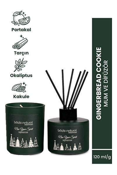 Bade Natural New Year Spirit Gingerbread Cookie Soya Mumu ve Çubuklu Oda Koku...