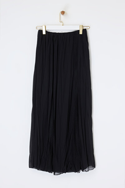 Drop by TrendyolMilla تنورة شيفون مبطنة باللون الأسود TDRSS26ET00027