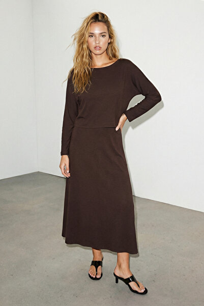 Drop by TrendyolMilla Smeđa Modal bluza od šifona TDRSS26EL00007