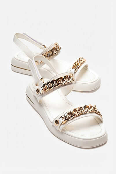 LuviShoes LOKET Bela Sa lančanim detaljem Žene Sandale